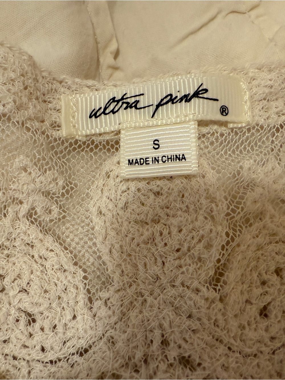 Beautiful Ultra Pink Crochet Lace Sleeveless Tank Top in Cream Size S - Picture 6 of 10